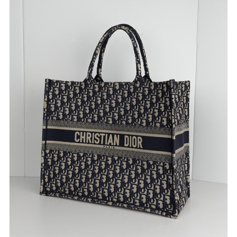 Christian Dior Oblique Large Book Tote Bag Blue Classic Monogram Canvas 2019 D3